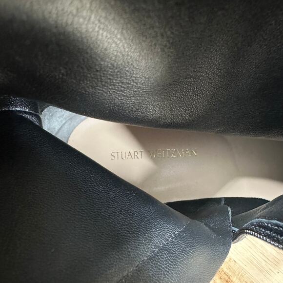 Stuart Weitzman NWOB Kye Black Suede Zip Bootie S4893 Size 6.5B Low Stacked Heel - Picture 8 of 10